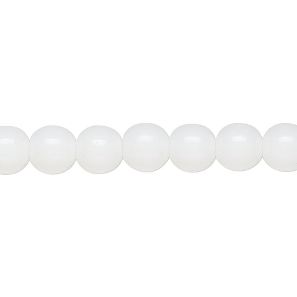 Bead, Czech glass druk, opaque white, 8mm round. Sold per 15-1/2" to 16" strand. image number 0
