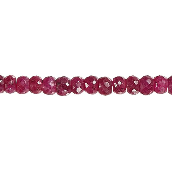 Indian ruby 1pkg1, hand-cut faceted rondelle bead 14 inch 4x2mm-5x4mm image number 0