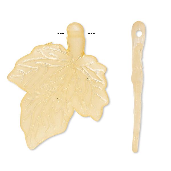 Focal, acrylic, frosted orange, 33x26mm side-drilled leaf. Sold per pkg of 50. image number 0
