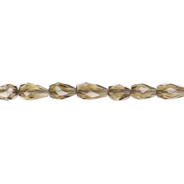 Smoky quartz 1pkg1, hand-cut faceted teardrop bead 15.5-16 inch 6x4mm-9x5mm image number 0