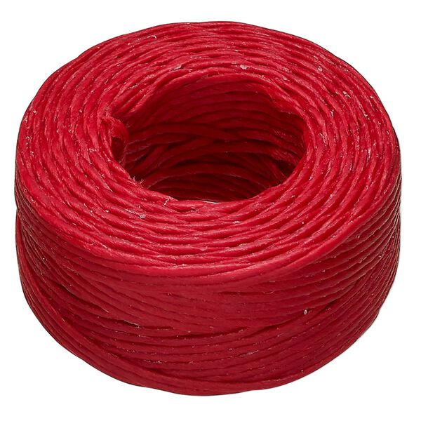 Thread, Hemptique®, polyester, pkg/25 yards, red, 1mm smooth. image number 0