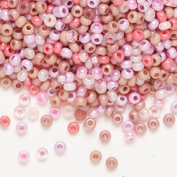Seed bead mix, Preciosa Czech glass, pkg/50g, #8 round, opaque multi-pink. image number 0