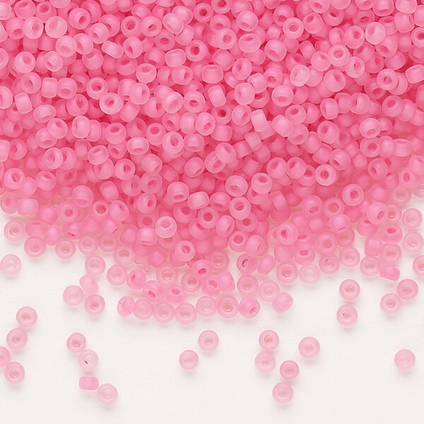 Seed bead, Dyna-Mites™, glass, pkg/1/2kg, #11 round, translucent inside dyed color matte dusty rose, (208MA 11/0 RR). image number 0