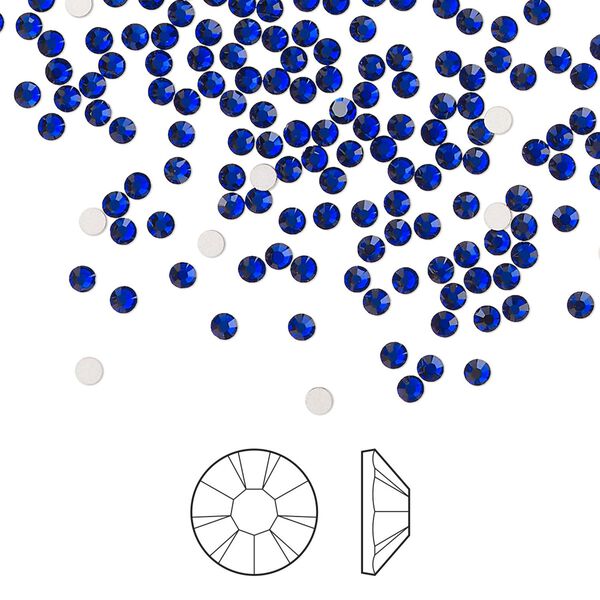 Flat back 144pk cobalt blue foil back, Preciosa MAXIMA Czech crystal rhinestone 1.9-2.1mm chaton rose round SS6 image number 0