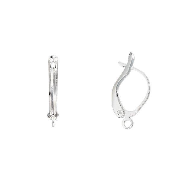 Ear wire leverback 1pkg100 silver-plated, 17mm / open loop, brass 50 pair image number 0