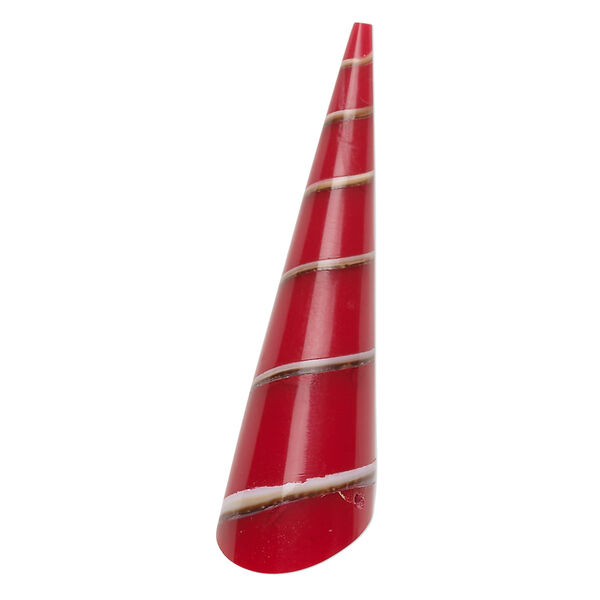 Focal, screw turritella shell (assembled), red, 45x12mm top-drilled cone, Mohs hardness 3-1/2. Sold individually. image number 0