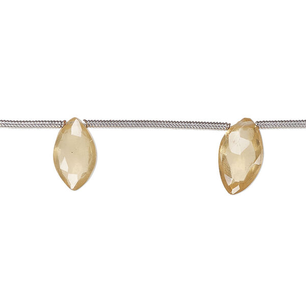 Citrine 1pkg8, hand-cut top-drilled faceted puffed marquise bead 10x6mm-12x7mm image number 0