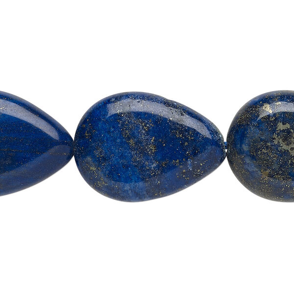 Bead, lapis lazuli (dyed), 24x17mm-25x18mm flat teardrop, B grade, Mohs hardness 5 to 6. Sold per 15-inch strand. image number 0