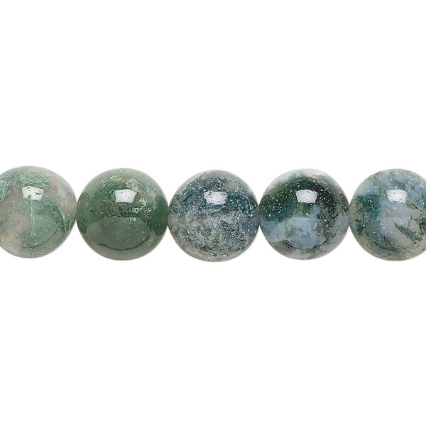 Moss agate 1pkg1, round bead natural 15.5-16 inch 10mm image number 0