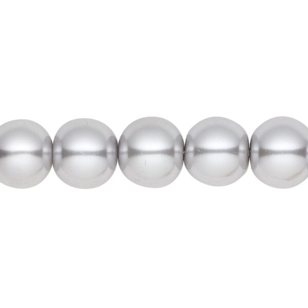 Bead, crystal pearl, silver, 10mm round. Sold per pkg of (2) 15-1/2" to 16" strands, approximately 80 beads. image number 0