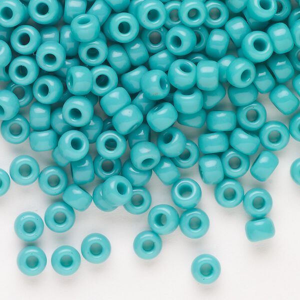 Seed bead, Miyuki, glass, pkg/250g, #6 rocaille, opaque turquoise green, (RR-412). image number 0