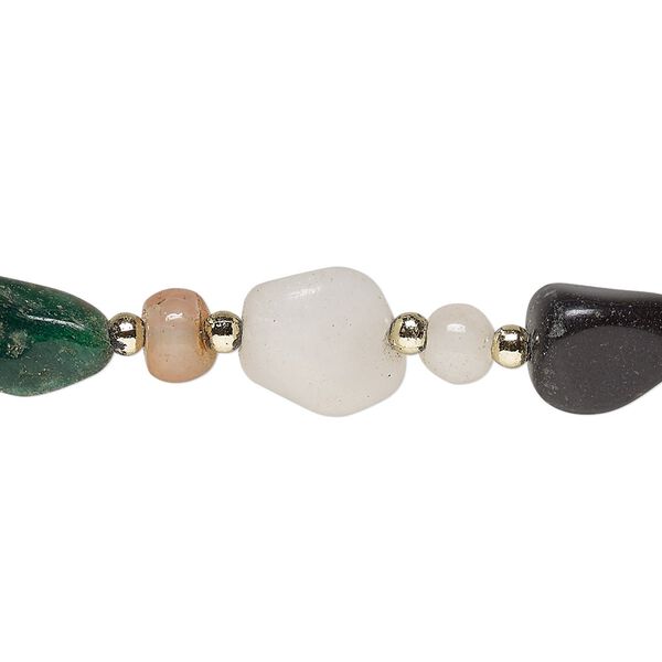 Multi-gemstone 1pkg1, tumbled nugget beggar bead 28 inch small to large image number 0
