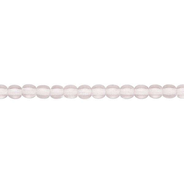 Bead, Czech glass druk, transparent pink, 4mm round with 0.8-1mm hole. Sold per 15-1/2" to 16" strand. image number 0