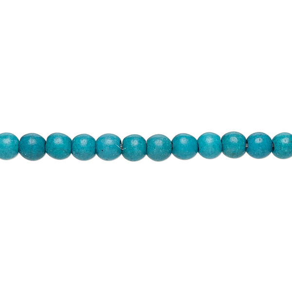 Bead, "turquoise" (resin) (imitation), dark teal green and teal, 3-4mm round. Sold per 15-inch strand. image number 0