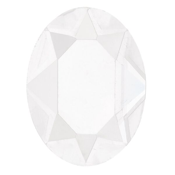 Cabochon, glass, transparent clear, 40x30mm calibrated faceted oval. Sold individually. image number 0