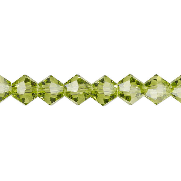 Bead 1pk transparent peridot green, Celestial Crystal® 8mm bicone 15.5-16 inch image number 0