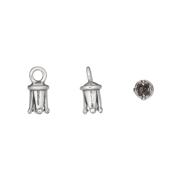 Cord end, JBB Findings, antiqued sterling silver, 7x5mm cone, 2mm inside diameter. Sold individually. image number 0