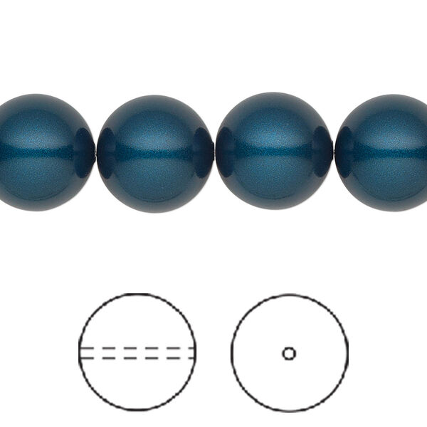 Pearl 100pk petrol, Swarovski® 12mm round 5810 image number 0