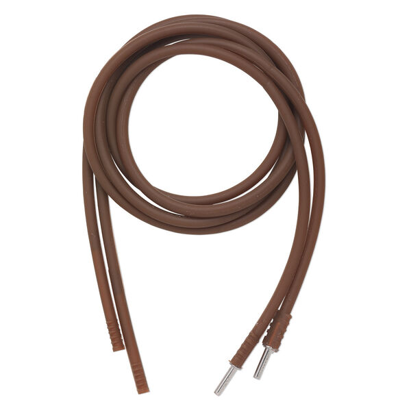 Necklace cord, silicone and stainless steel, brown, 3mm wide, 20 inches with hidden clasp. Sold per pkg of 2. image number 0
