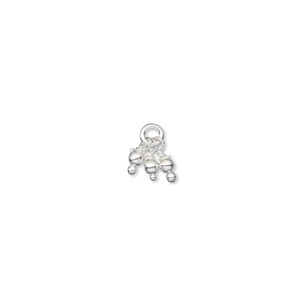 Drop, sterling silver, 9x7mm ball clusters. Sold per pkg of 10. image number 0