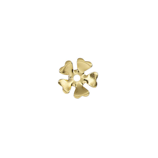 Component, gold-finished steel, 11mm single-sided flower. Sold per pkg of 20. image number 0