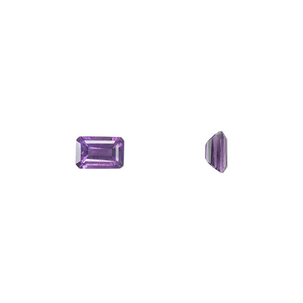 Amethyst 1pkg1, hand-cut faceted emerald-cut gem natural 6x4mm image number 0