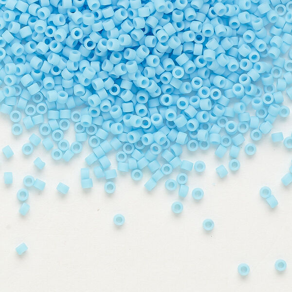 Seed bead, Delica®, glass, pkg/250g, #11 round, opaque matte turquoise blue (DB-0755). image number 0