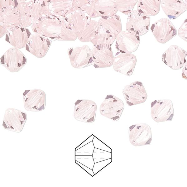 Bead 288pk pink sapphire, Preciosa Czech crystal 6mm bicone image number 0