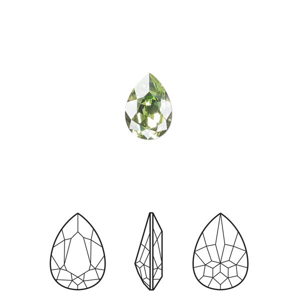 Fancy stone 2pk peridot foil back, Crystal Passions® Regenerated 10x7mm pear 4320 image number 0