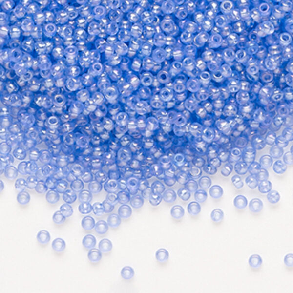 Seed bead, Preciosa Ornela Czech glass, pkg/50g, #11 rocaille, translucent solgel dyed rainbow blue, (41131). image number 0