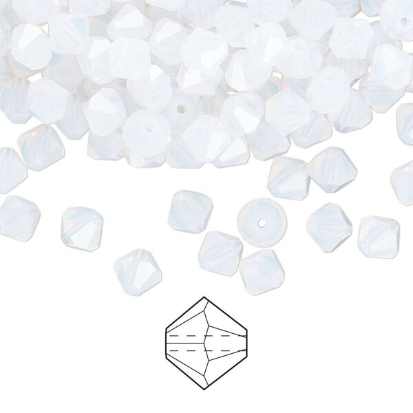 Bead 576pk white opal, Preciosa Czech crystal 5mm bicone image number 0