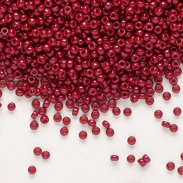 Seed bead, Miyuki, glass, pkg/250g, #11 rocaille, opaque outside dyed maroon, (RR-1464). image number 0