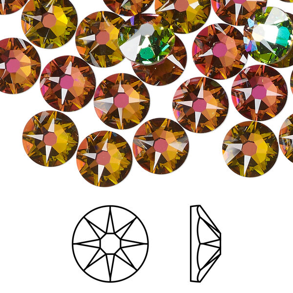 Flat back 144pk crystal vitrail medium foil back, Swarovski® 8.412-8.672mm rose round SS40 2088 image number 0