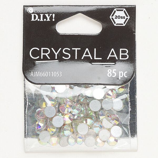 Flat back, glass, pkg/85, opaque clear AB, 4.6-4.8mm round, SS20. image number 0
