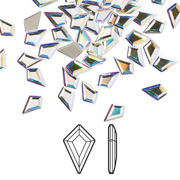 Flat back 24pk crystal AB foil back, Crystal Passions® 6.4x4.2mm kite 2771 image number 0