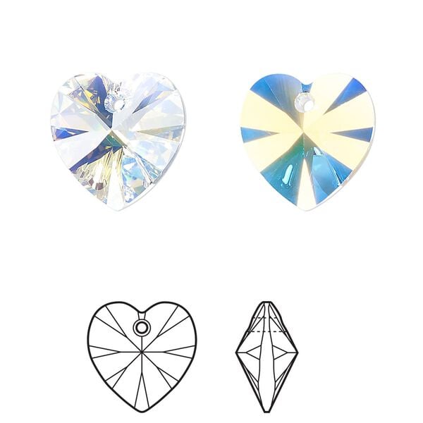 Drop 24pk crystal AB, Crystal Passions® 14mm pendant heart 6228 image number 0