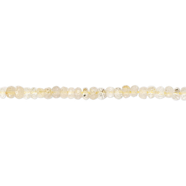 Golden rutilated quartz 1pkg1, hand-cut faceted rondelle bead natural 14 inch 3x1mm-4x2mm image number 0