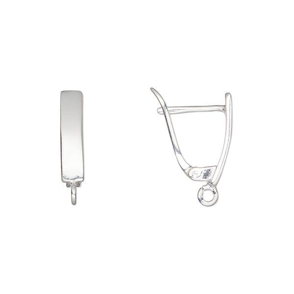 Ear wire leverback 1pkg2 sterling silver, 17mm / smooth / open loop, 18 gauge 1 pair image number 0