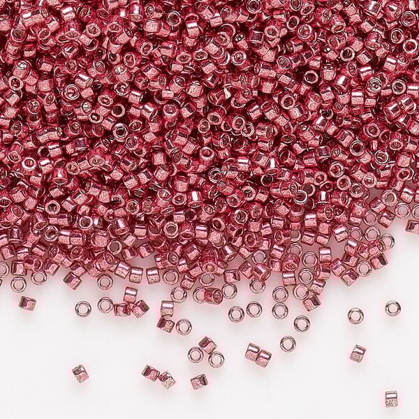 Seed bead, Delica®, glass, pkg/7.5g, #11 round, opaque galvanized light cranberry (DB-0428). image number 0