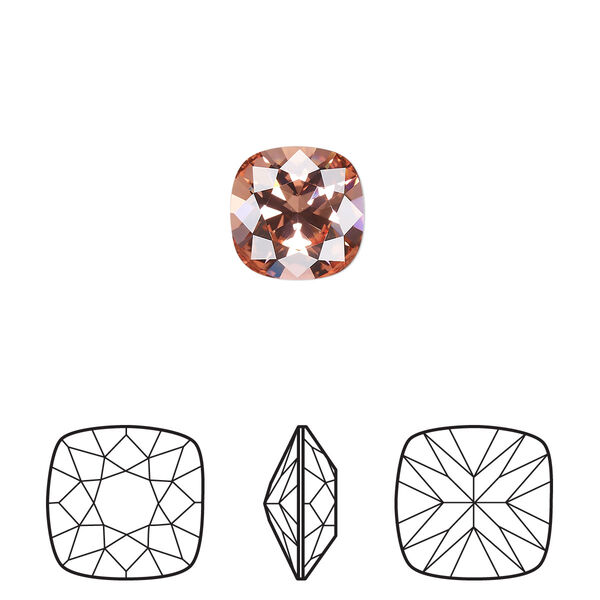 Fancy stone 2pk rose peach foil back, Crystal Passions® 10mm cushion 4470 image number 0