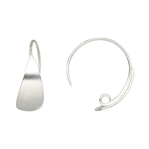 Ear wire 1pkg2 sterling silver, 20mm / 17x8mm teardrop / hidden loop, 20 gauge 1 pair image number 0