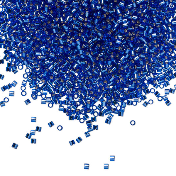 Seed bead, Delica®, glass, pkg/7.5g, #15 round, transparent silver-lined cobalt (DBS-0047). image number 0