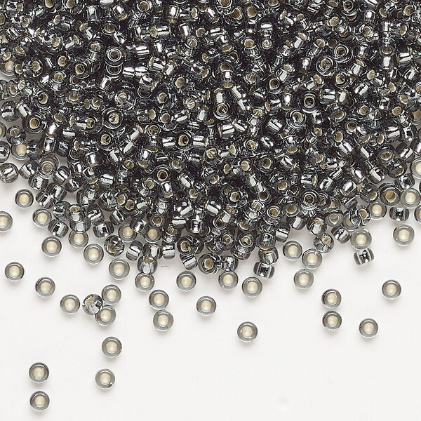 Seed bead, Miyuki, glass, pkg/250g, #11 rocaille, transparent silver-lined light grey, (RR-21). image number 0