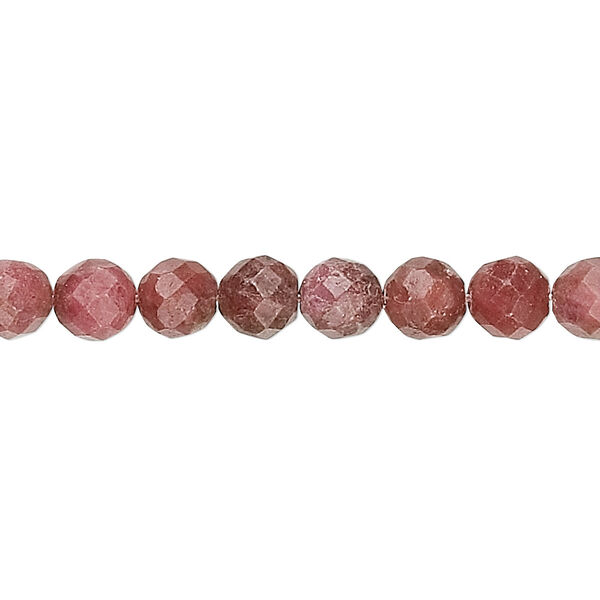 Rhodonite 1pkg1, faceted round bead natural B grade, 15.5-16 inch 6mm image number 0