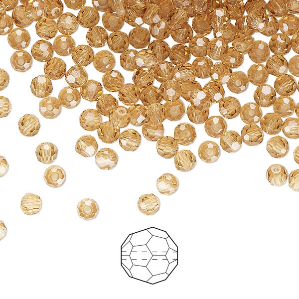 Bead 144pk light Colorado topaz, Preciosa Czech crystal 3mm round image number 0