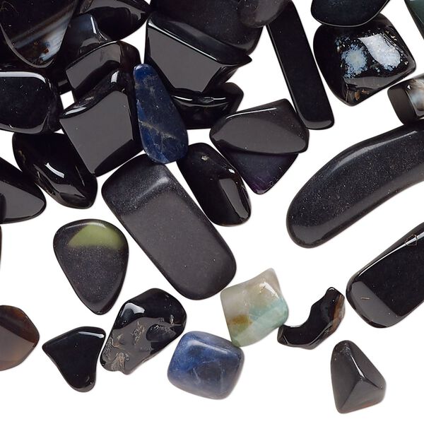 Black jasper 1pkg1, undrilled inlay chip natural 50g mini image number 0