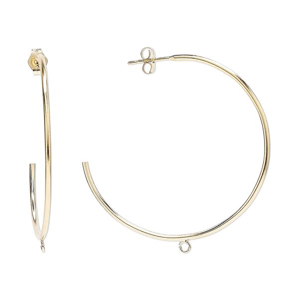 Earring hoop 1pkg2 14Kt gold-filled, 38mm 3/4 round / open loop / 21 gauge 1 pair image number 0