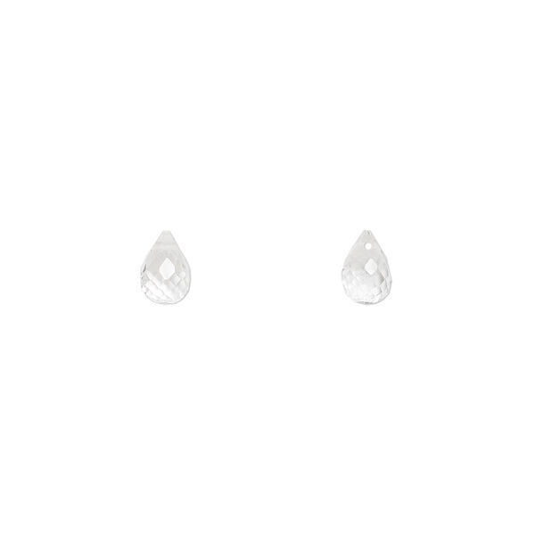 Quartz crystal 1pkg2, hand-cut top-drilled faceted briolette bead natural 6x4mm image number 0