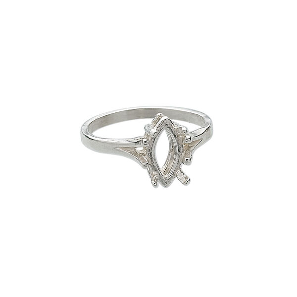 Ring, Sure-Set™, sterling silver, smooth band with 12x6mm 4-prong faceted marquise setting, size 7. Sold individually. image number 0