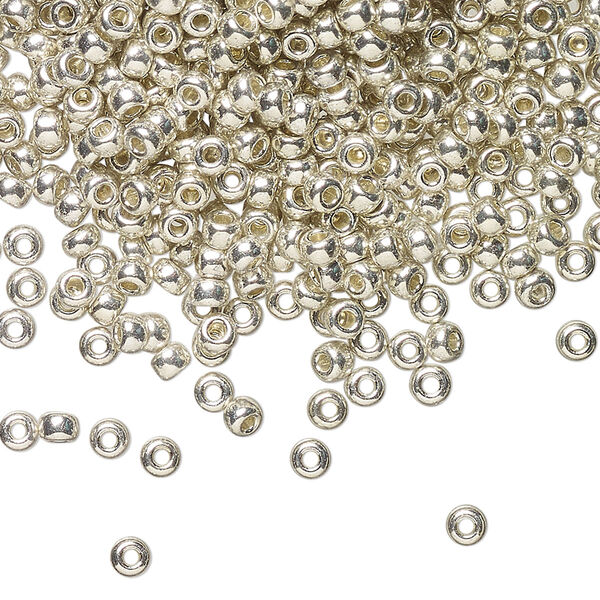 Seed bead, Miyuki, glass, pkg/250g, #8 rocaille, opaque galvanized silver, (RR-181). image number 0